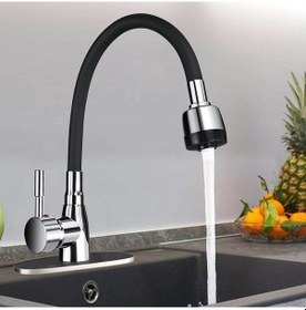 Resim Mix Kuğu Mutfak Evye Bataryası Sipiral Hortumlu 2 Fonksiyonlu Musluk Sıcak Soğuk Girişli Krom 