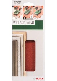 Resim Bosch Zımpara Kağıdı 10'Lu 93 X 230 Mm 120 Kum 8 Delik 2609256A97 