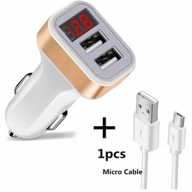 Resim Geumxl Araç Şarj Cihazı 2.1a Çift Usb+c Hızlı Şarj Adaptörü Dijital Ekranlı Samsung Uyumlu Budistribütör Garantili 