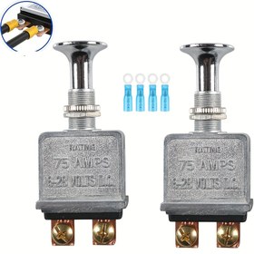 Resim 2-Pack Ağır Hizmet 75 Amp Kuvvetli Çekişli Anahtar, 6-28V DC 2 Pozisyonlu SPST Açma/Kapama, Otomotiv, Kamyonlar, Off-Road için Demir İnşaat, Şarj Edilmemiş Güç Modu, Batarya Gerekmez 