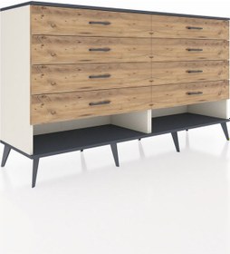 Resim Hyperion Konsol 8 Çekmeceli 176x44x99 Aytaşı-antrasit/çam Aytaşı-antrasit/çam 