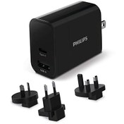 Resim DLP2621T/00 1 USB-A 1 USB-C 30W Seyahat Adaptörü Siyah Philips