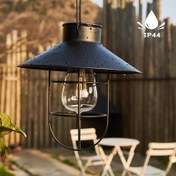 Resim DJGIFI Güneş Enerjili Asma Fener, Vintage Retro Tarzlı LED Tungsten Bahçe Lambası, 600mAh Nikel-Metal Hidrit, Açık Hava Dekoru, Veranda, Bahçe, Balkon için - Ham Metal Kaplama, 1 Paket 