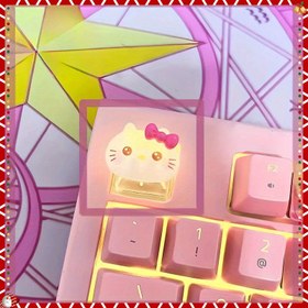 Resim 1 adet Sanrio for hello kitty tuşu, mekanik tuş takımı dekoratif tuşu, yaratıcı şeffaf kristal tasarımı tuş çıkarıcı ile, ofis ve oyun tutkunları için tuş takımlarını süslemek için uygun, okula geri döndükten sonra en iyi hediye, Cadılar Bayramı, Noel, Doğum Günü 
