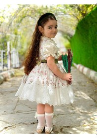 Resim H L Y Karol Tasarım Krem Bahar Vintage Kız Bebek Elbise,doğum Günü Elbise,fotoğraf Çekim Elbise,0-12 Yaş Uygun KREM 