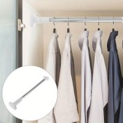 Resim Yer Tasarruflu Ayarlanabilir Gardırop Çubuğu - Banyo ve Yatak Odası için Duvara Monte Edilebilir Geri Çekilebilir Perde & Giysi Çubuğu, Dayanıklı Gözeneksiz Perde Direği, Oturma Odası, Çamaşır Odası, Balkon, Banyo Depolama için Çok Amaçlı Raf 