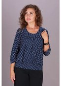 Resim Milosta Büyük Beden Büyük Noktalı Şık Manşetli Bluz 245649970 Mavi 