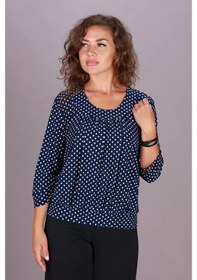 Resim Milosta Büyük Beden Büyük Noktalı Şık Manşetli Bluz 245649970 Mavi 