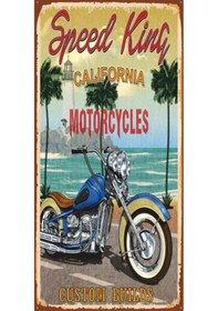 Resim hız kralı motor (10 CM X 20 CM) mini retro ahşap poster 
