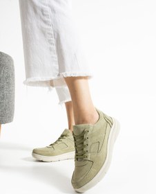 Resim Getcho Sverko Süet Yeşil Kadın Hakiki Deri Spor Ayakkabı Rahat Kalın Taban Ortopedik Hafif Sneaker 
