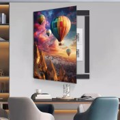 Resim 2D Düz, Canlı Hava Balonu ve Dağ Manzarası Duvar Sanatı - Manyetik Elektrik Ölçer Kutusu Kapak, Modern Ev ve Yemek Odası için 2D Düz Plastik Dekoratif Panel, Kolay Peel & Stick Kurulumu, Alet Gerektirmez, Yemek Odası Sanatı | Canlı Duvar Sanatı | Kolay Kurulum Paneli, Duvar Dekoru, 2D Düz 