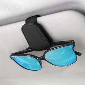 Resim Araba Şoför Gözlüğü Tutacağı için Manyetik PU Deri Gözlük Tutucu - Siyah Dokulu Tutma Kolu ile Şık Moda Gözlük Klipsi, Kolay Erişim & Güvenli Depolama için Kompakt Tasarım, Araba İç Aksesuarı 