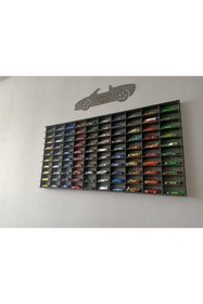 Resim CrDesign Ahşap Araba Rafı 100 'lü Dekoratif Eskitme Siyah 1/64 Ölçek 