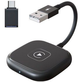 Resim Maiyame Apple İphone İçin Kablosuz Carplay Dönüştürücü, Araç İçin Akıllı Multimedya Adaptörü, Siyah Kare Desenli, Usb/type-c Desteğiyle Kolay Kurulum 