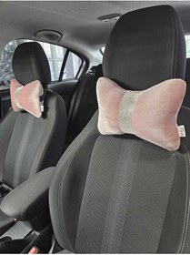 Resim sıcak köşe Pudra Düz Kadife Gümüş Dik Şeritli Boyun Yastığı 2 Adet 