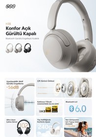 Resim Qcy H3S 6.0 Bluetooth Kulaklık Anc Hi-res Ldac Çift Sürücülü Kulaklık 7 Mics. Yapay Zeka 102 Saat Dinle 