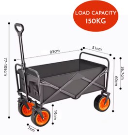 Resim Fujika Yüksek Kapasite Frenli Su Geçirmez Katlanır El Arabası Kamp Piknik Plaj Pazar Market Koli Yük Paket 