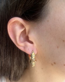 Resim Zarif Taş Detaylı Yıldız Küpe 