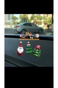 Resim himi bijuteri aksesuar 3'lü Noel Set Dikiz Aynası Süsü Ayna Süsü Araç İçi Araba Süsü Torpido Süsü Araç Oto Aksesuar 