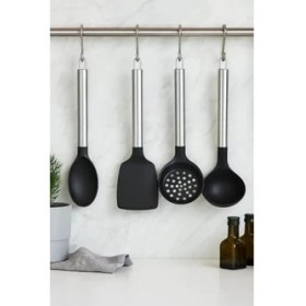 Resim Storemax "4’lü Silikon ve Paslanmaz Çelik Mutfak Seti - Dayanıklı Kepçe, Spatula, Kevgir ve Büyük Servis Kaşığı - Sağlam, Dayanıklı ve Şık Tasarım - Yemek Pişirme ve Servis Için Ideal Mutfak Gereçleri" 
