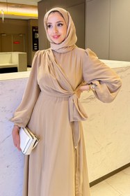 Resim Tesettür Diyarı Sultan Model Yandan Bağlamalı Abiye 
