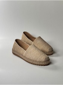 Resim futsi shoes Hasır Dokulu Keten Hakiki Deri Kadın Espadril Ayakkabı 