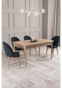 Resim Calvin Atlantik 80x132 Mdf Açılabilir Mutfak Masası Takımı 4 Adet Sandalye Antrasit 
