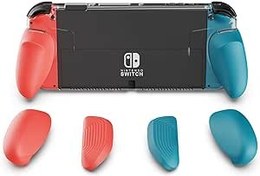 Resim Skull & Co. GripCase OLED, Nintendo Switch OLED modeli için: Değiştirilebilir saplı sabitlenebilir şeffaf koruyucu kılıf [tüm el boyutlarına uygundur] [taşıma çantası yok], Gripcase Oled Only-neon 