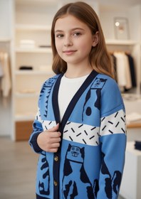 Resim Minimoda Kids Kız çocuk kedi baskılı hırka 