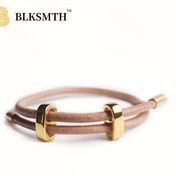 Resim Ladies 18K Gold Plated Cowhide Leather Retractable Bangle Delicate Hand Jewelry Daily Wear Gift 