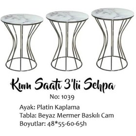 Resim Brc Zigon Kum Saat Model Beyaz Mermer Temper Cam Transmisyon Meta 