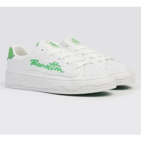 Resim Benetton 10102 İthal Deri Benetton Yazı Detaylı Bağcıklı Tam Ortopedik Kadın Spor Ayakkabı 001 