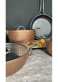 Resim 7 Parça Yanmaz Yapışmaz Granit Tencere Seti-9027835377276 