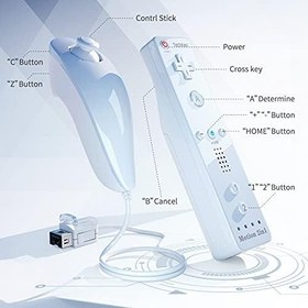 Resim TechKen Motion Plus ve Wii Nunchuck Controller Wii Nunchuck Controller Wii Uzaktan Kumanda Nunchuk Kontrolör Wii Bağlantı Uzaktan Plus Controller Wii/Wii U Konsol için Yedek 