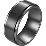 Resim 8mm Moda Erkek Mat Siyah Titanyum Paslanmaz Çelik Klasik Basit Düz Yüzük Alyans 