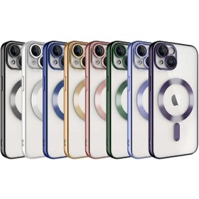 Resim İphone 13 Uyumlu Kamera Korumalı Magsafe Wireless Şarj Özellikli Zore Demre Kılıf-gold Gold 