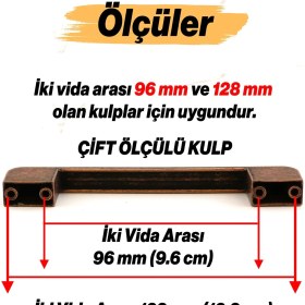 Resim Badem10 Radus Antik Bakır Metal Kulp 128 mm 12.8 cm Mobilya Çekmece Mutfak Dolabı Dolap Kulpları 