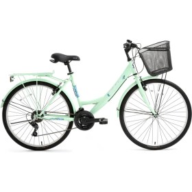 Resim Bisan Lotus Şehir Bisikleti 34 cm V 24 Jant 21 Vites Mint Yeşil Beyaz 