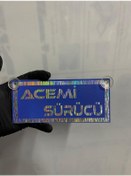 Resim Mavi Renk Üzeri Hologram Renk Acemi Sürücü Yazılı Vantuzlu Cam Süsü 