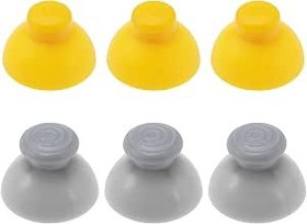 Resim EMSea 6 adet analog Joysticks yedek kapak regülatör kapakları Nintendo GameCube Controller ile uyumlu yedek aksesuar ABS, sarı ve gri 