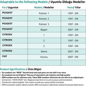 Resim Citroen C 1-2-3,Nemo için Arka Kelebek Cam Mandalı 