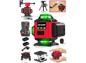 Resim Dragro Alman 128 Vf 12 Köşe Otomatik Hizalama Lazer Metre 360 Derece Yatay Dikey Çapraz Kumandalı Çantalı 