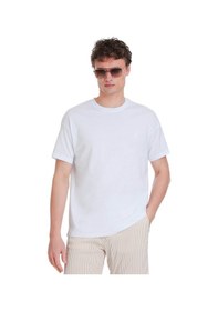 Resim Hatemoğlu Beyaz Regular Fit 100% Pamuk Bisiklet Yaka Oversize Tişört 1995327 Beyaz 