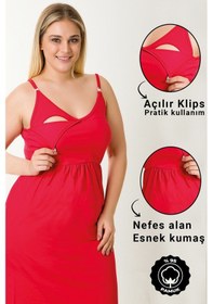 Resim Parlingerie Hamile Lohusa Geceliği İp Askılı Kırmızı 