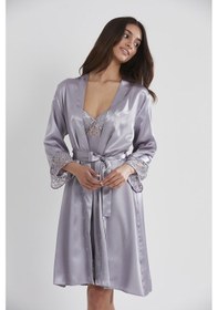 Resim Pierre Cardin 4075 Saten Sabahlıklı Gecelik Takım - Royal ROYAL 