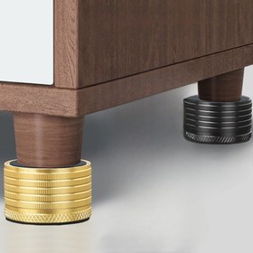 Resim 2 adet Ayarlanabilir Mobilya Yükseltici, Parlatılmış Metal Kaplama, Ağır Hizmet Tipi, Kendinden Yapışkanlı, 2.3-3.7cm Yükseltme ile, Yataklar ve Koltuklar için, Ahşap Mobilya Bacakları ile Uyumlu 