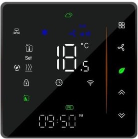 Resim Geeksen Akıllı Wifi Oda Termostatı - Klima Kontrolü İçin Programlanabilir Dokunmatik Ekran Bac-006-aw, Siyah 