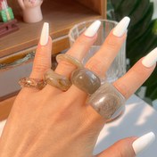 Resim 5 Adet Şık Gri Vintage Düzensiz Gradyan Reçine Yüzükler, Kadınlar İçin Moda Minimalist Zarafet, Her Duruma Uygun Çok Yönlü 