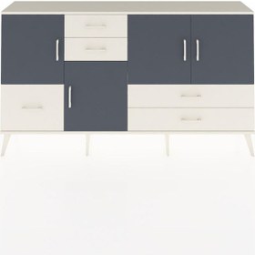 Resim Arges Konsol 4 Raflı 5 Çekmeceli 4 Kapaklı 176x30x99 Aytaşı-antrasit/aytaşı Antrasıt/aytası - Aytası 