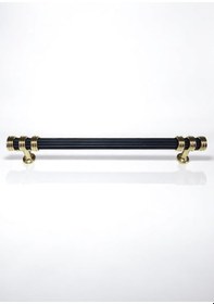 Resim Çizgili Nesli Alüminyum Metal Lüks Mobilya Çekmece Mutfak Dolabı Kulpu Siyah-altın 192mm 10 Adet Siyah - Gold 